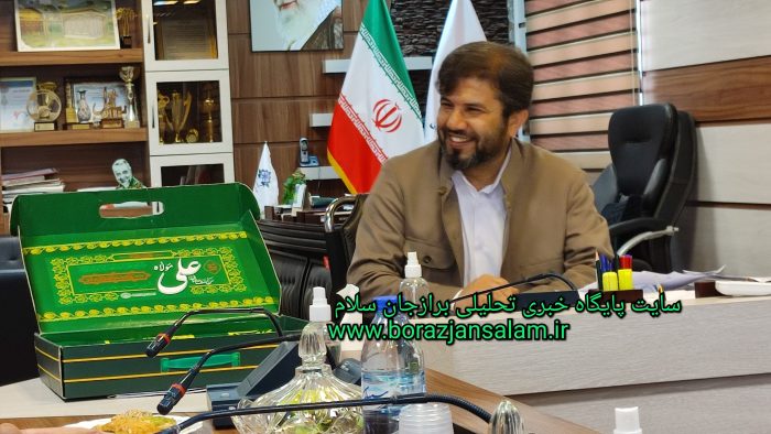 آیین استقبال از کاروان پرچم امیر المومنین حضرت علی ( ع ) در دفتر شهردار برازجان برگزار شد + تصاویر